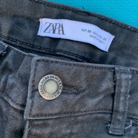 ZARA Black Denim Stretch Jeans with Zippers Size 6 - Picture 3 of 9